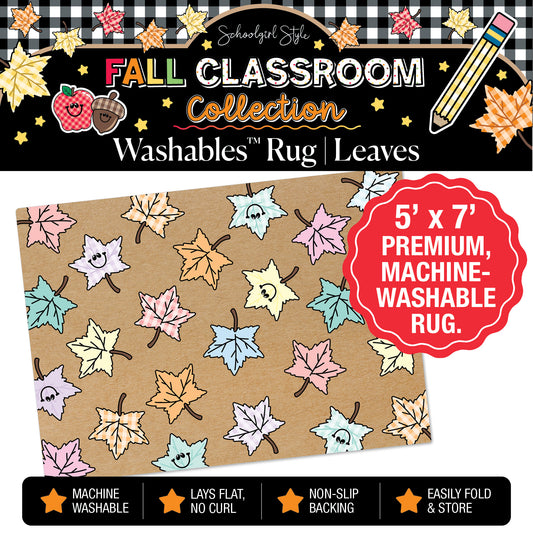 Pastel Gingham Leaves Classroom Mat by Schoolgirl Style