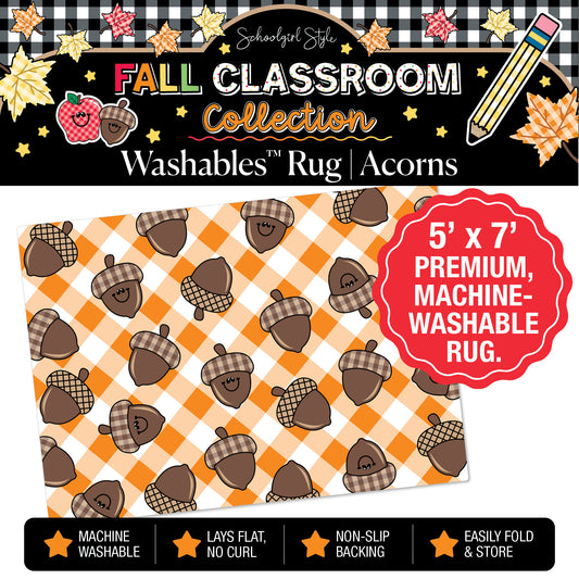 90s Teacher Gingham Acorns Classroom Mat by Schoolgirl Style