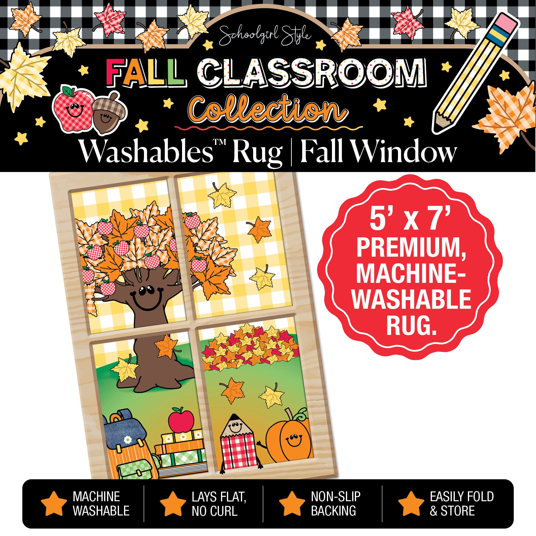 90s Teacher Fall Window Classroom Mat by Schoolgirl Style