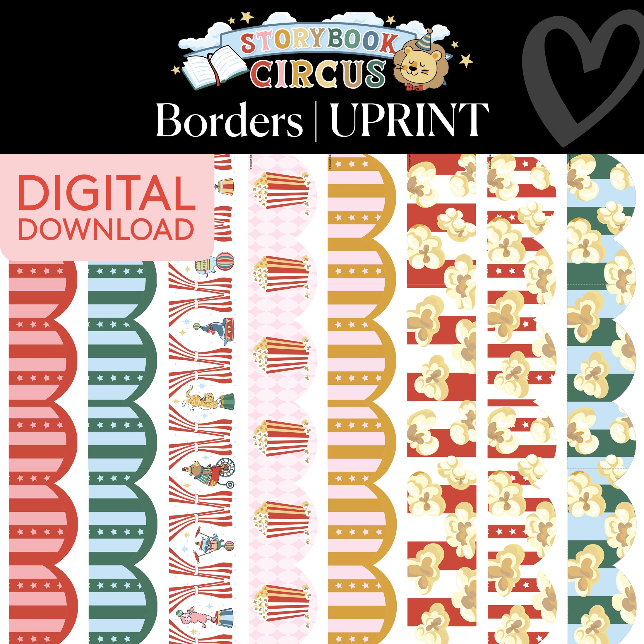 Printable Vintage Border Bundle 3 | Storybook Circus