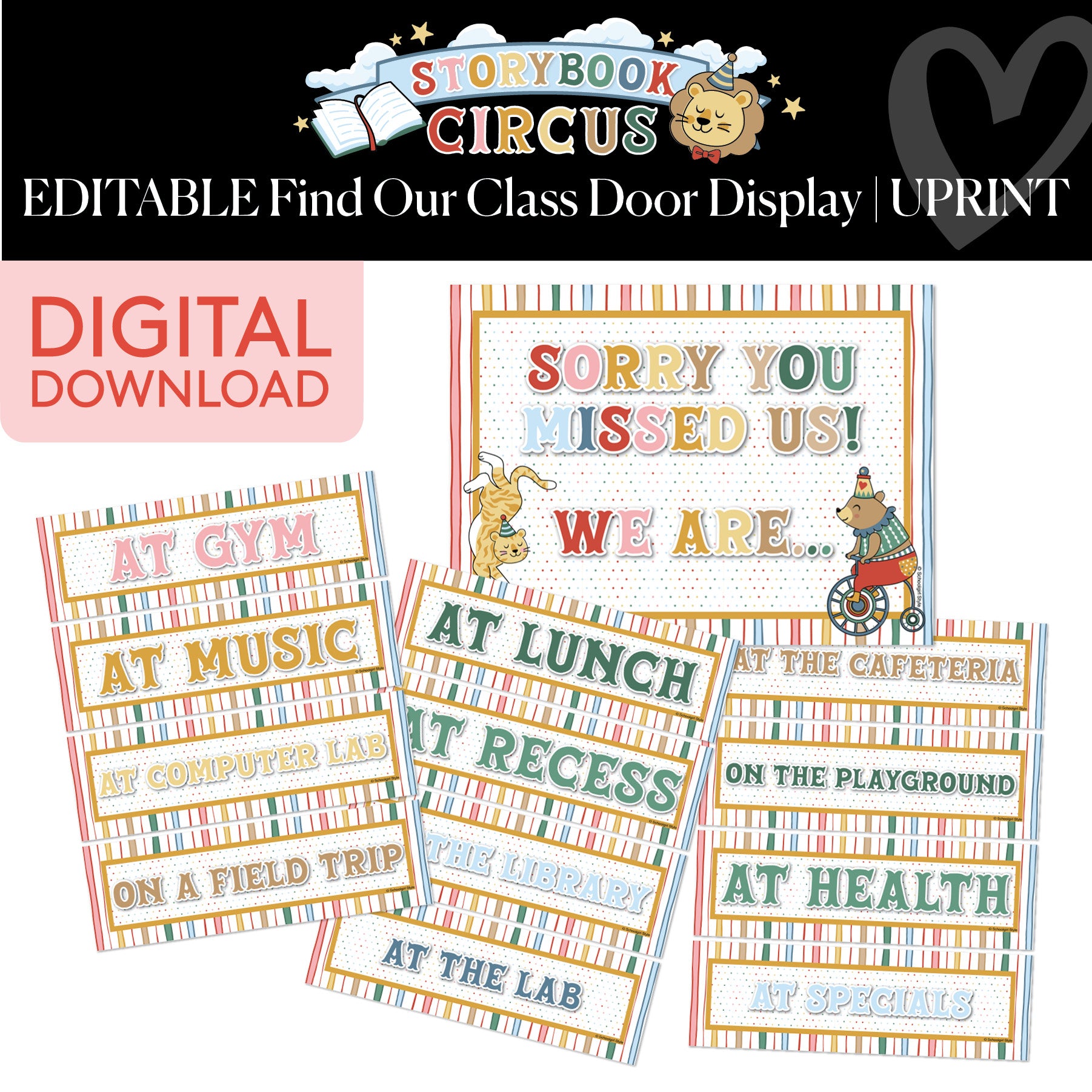 Printable Vintage Editable Find Our Class Door Display | Storybook Circus