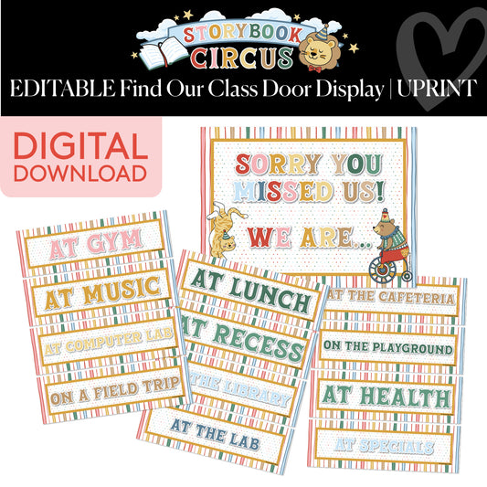 Printable Vintage Editable Find Our Class Door Display | Storybook Circus
