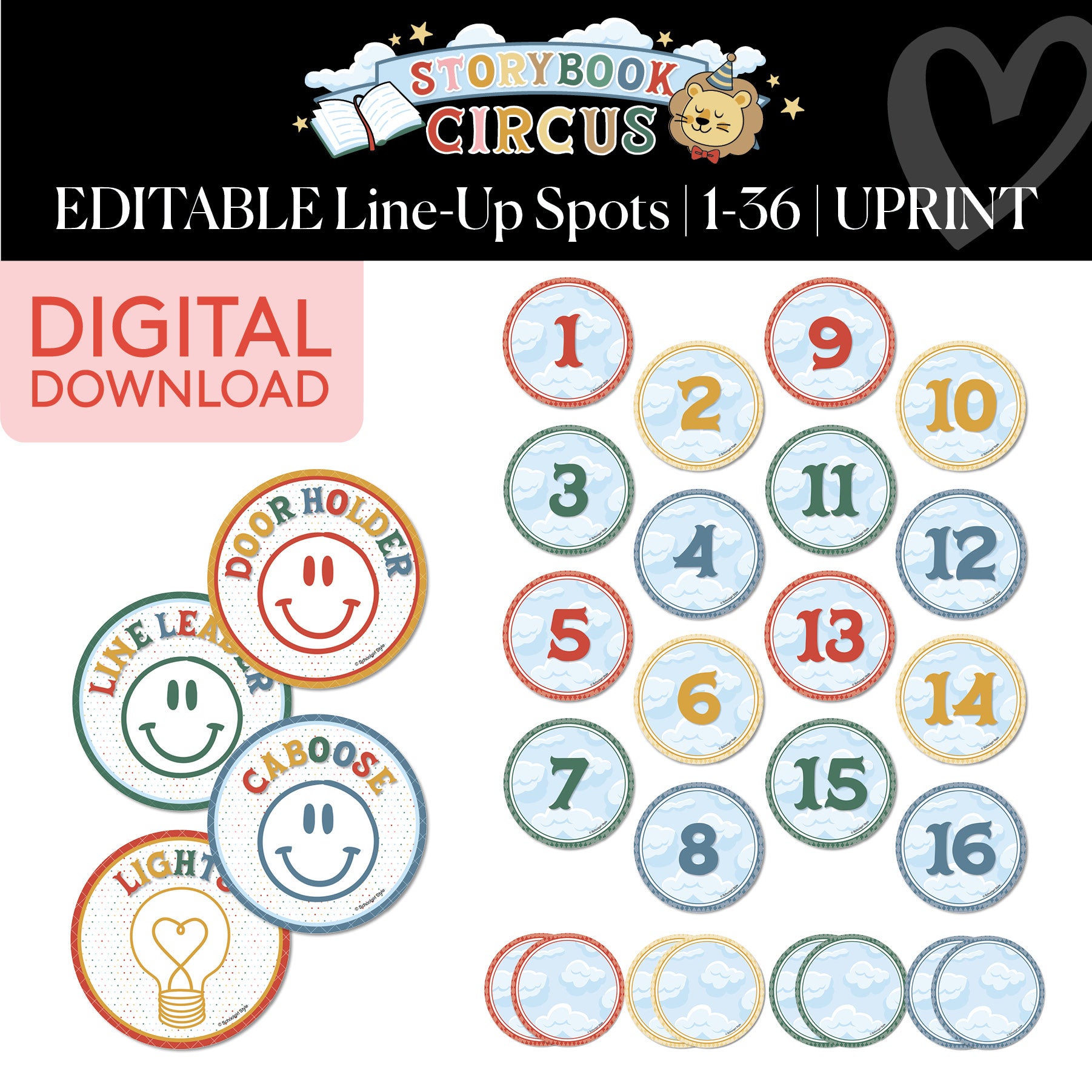 Printable Vintage Editable Line Up Spots | Storybook Circus