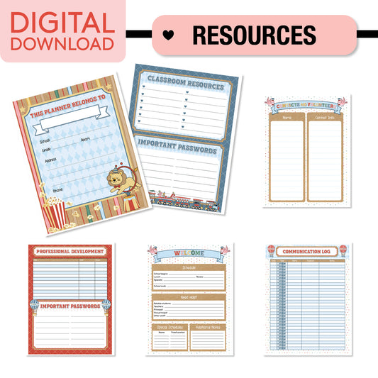 Printable Teacher Planner | Storybook Circus
