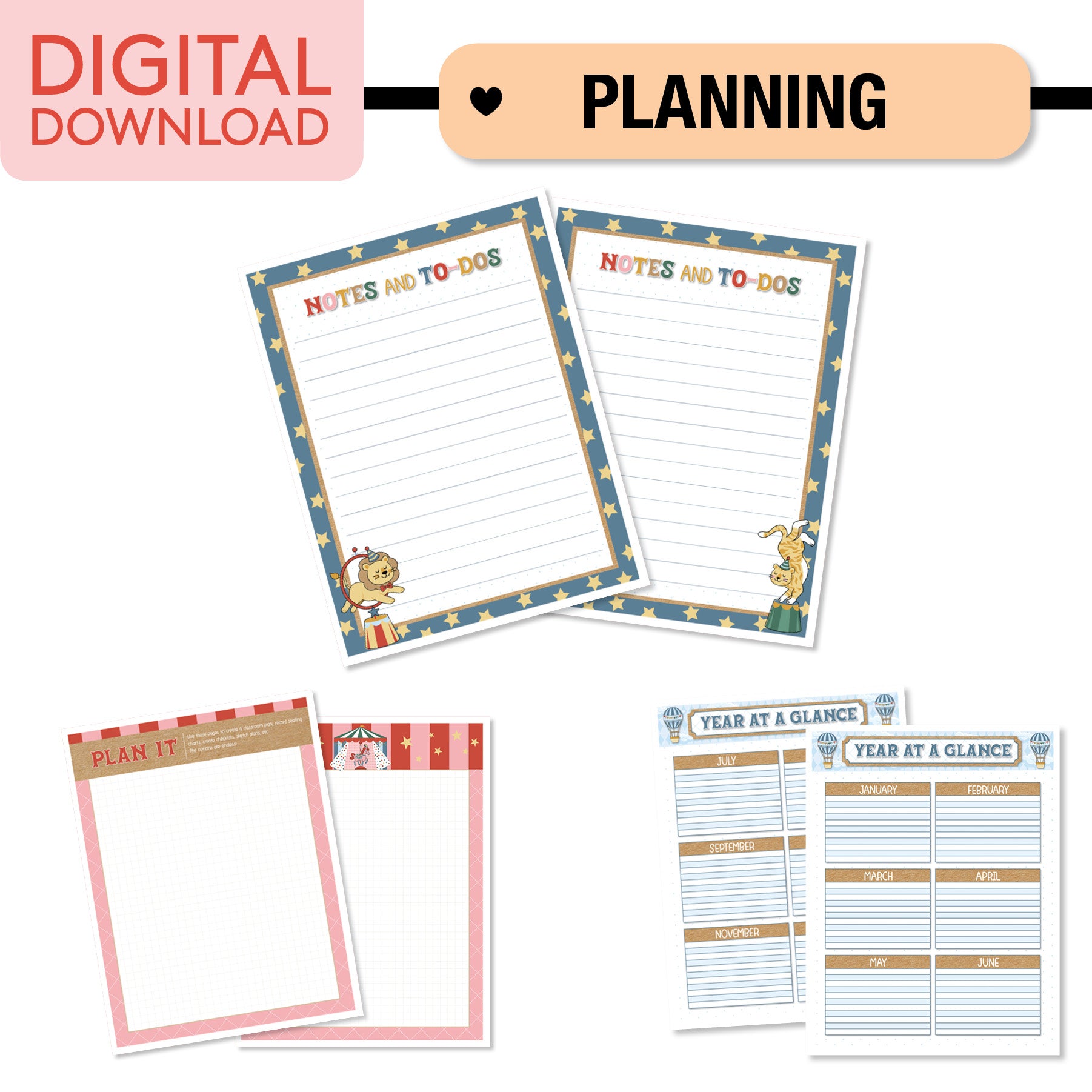 Printable Teacher Planner | Storybook Circus