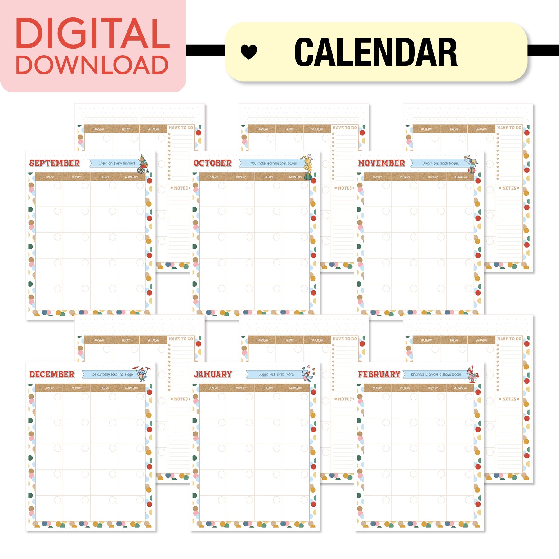 Printable Teacher Planner | Storybook Circus