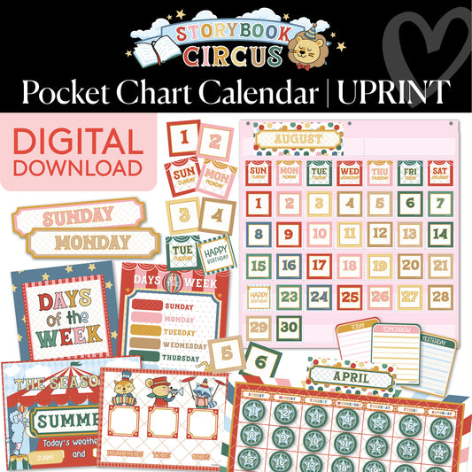 Printable Vintage Pocket Chart Calendar | Storybook Circus