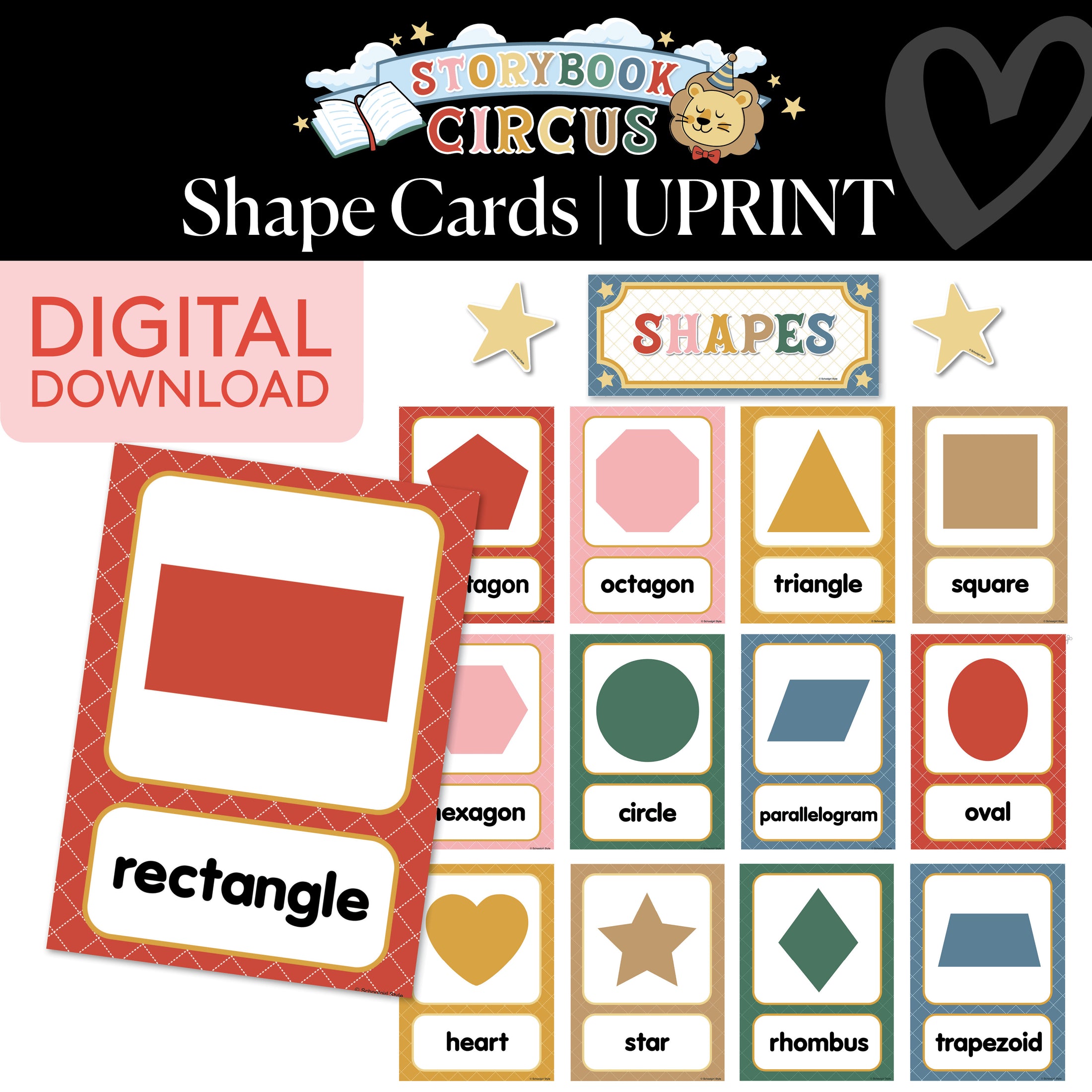 Printable Vintage Shape Cards | Storybook Circus
