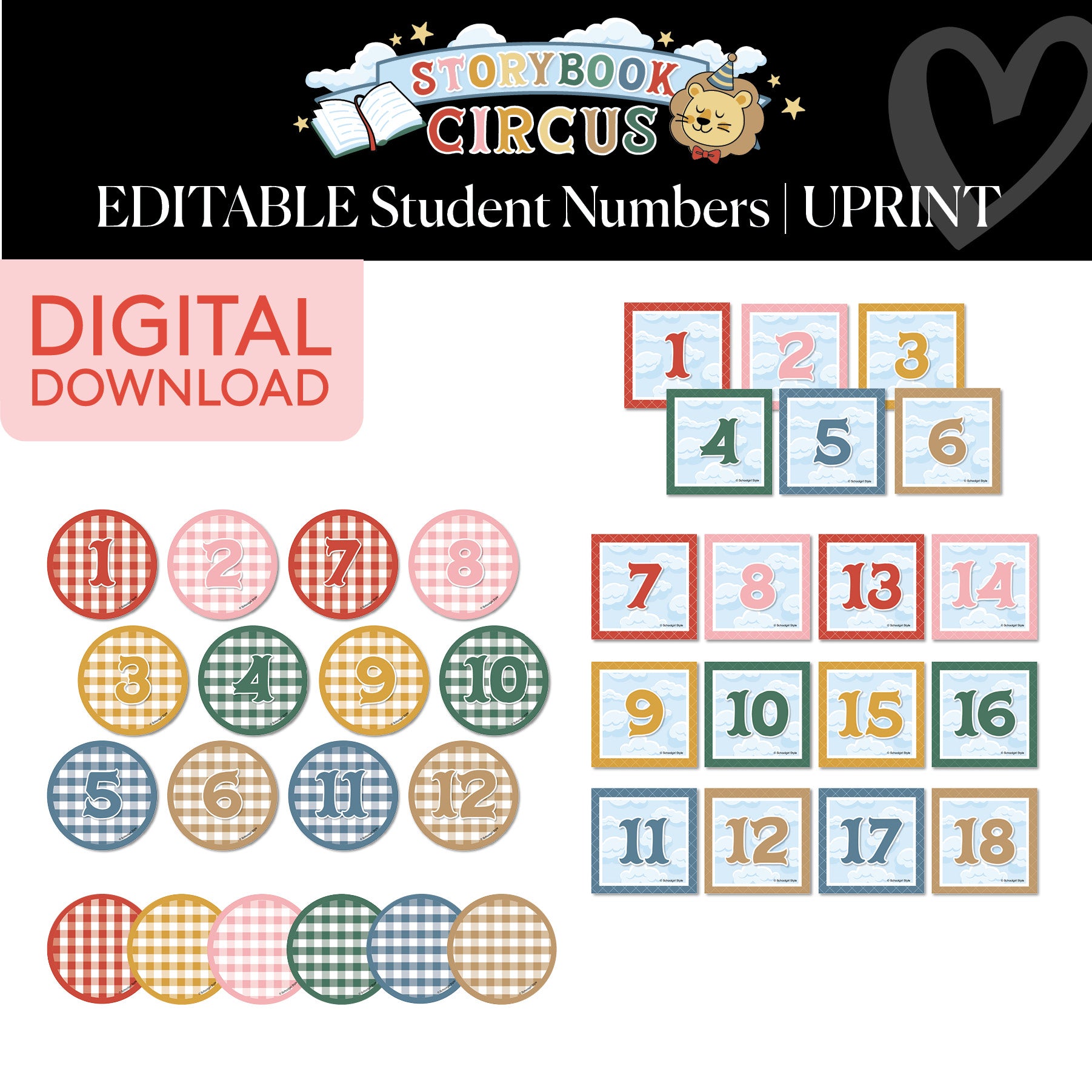 Printable Vintage Editable Student Numbers | Storybook Circus