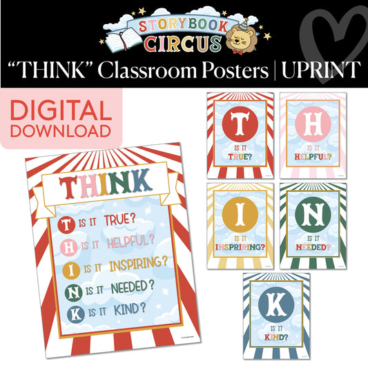 Printable Vintage "THINK" Classroom Posters | Storybook Circus