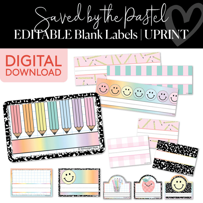 Saved By The Pastel Editable Blank Labels UPRINT 