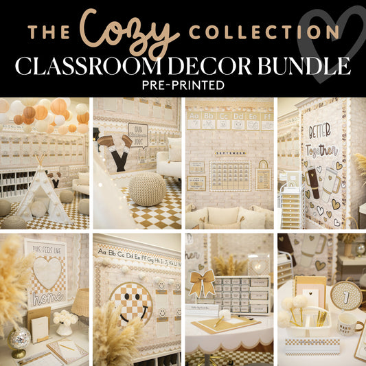 The Cozy Collection | Pre-Printed Classroom Decor Bundle | Decor To Your Door | Schoolgirl Style