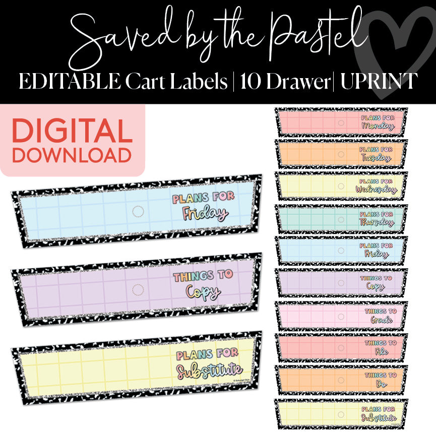 Classroom Cart Labels | Saved By The Pastel | Printable Classroom Deco ...