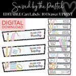 Saved By The Pastel Editable Cart Labels 10 Drawer UPRINT 