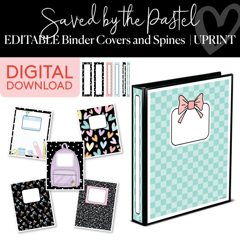 Binder Covers and Spines | Saved By The Pastel | Printable Classroom Decor | Schoolgirl Style
