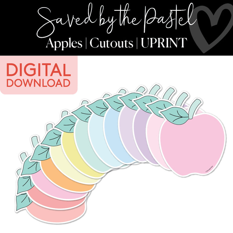 Solid Apples | Classroom Cut Outs | Saved By The Pastel | Printable Classroom Decor | Schoolgirl Style