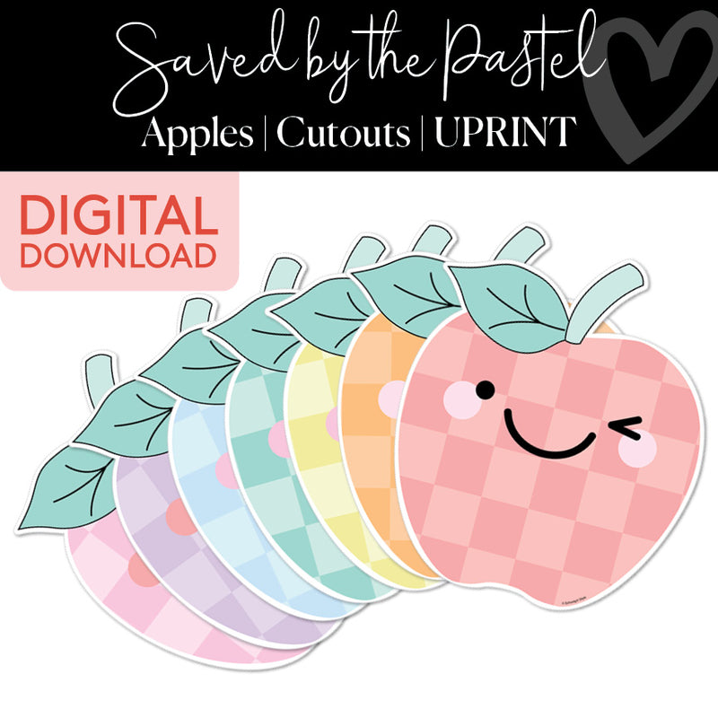 Apples | Classroom Cut Outs | Saved By The Pastel | Printable Classroom Decor | Schoolgirl Style