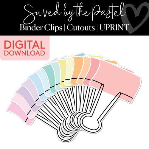 Saved By The Pastel Binder Clips Cutouts UPRINT 