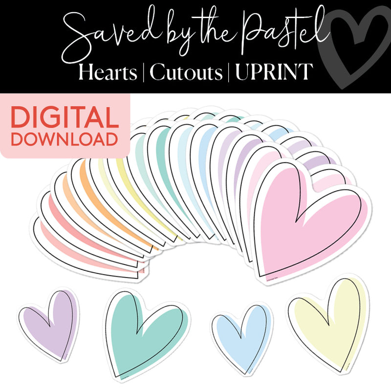 Hearts | Classroom Cut Outs | Saved By The Pastel | Printable Classroom Decor | Schoolgirl Style