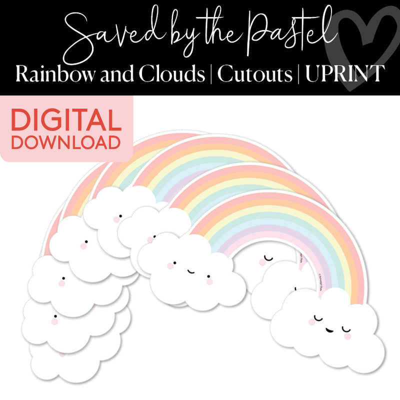 Pastel Rainbows | Classroom Cut Outs | Saved By The Pastel | Printable Classroom Decor | Schoolgirl Style