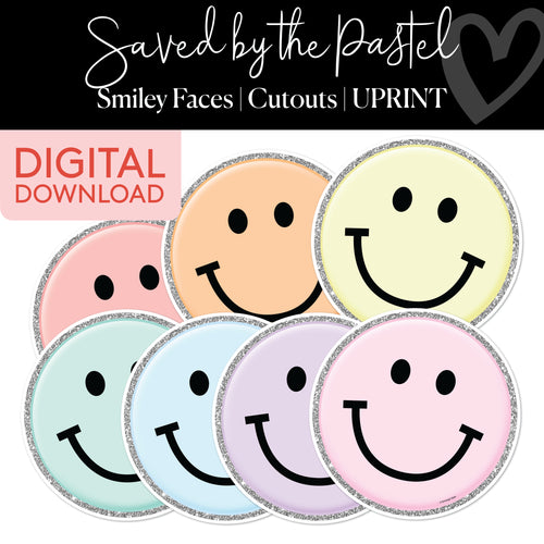 Saved By The Pastel Smiley Faces Cutouts UPRINT 