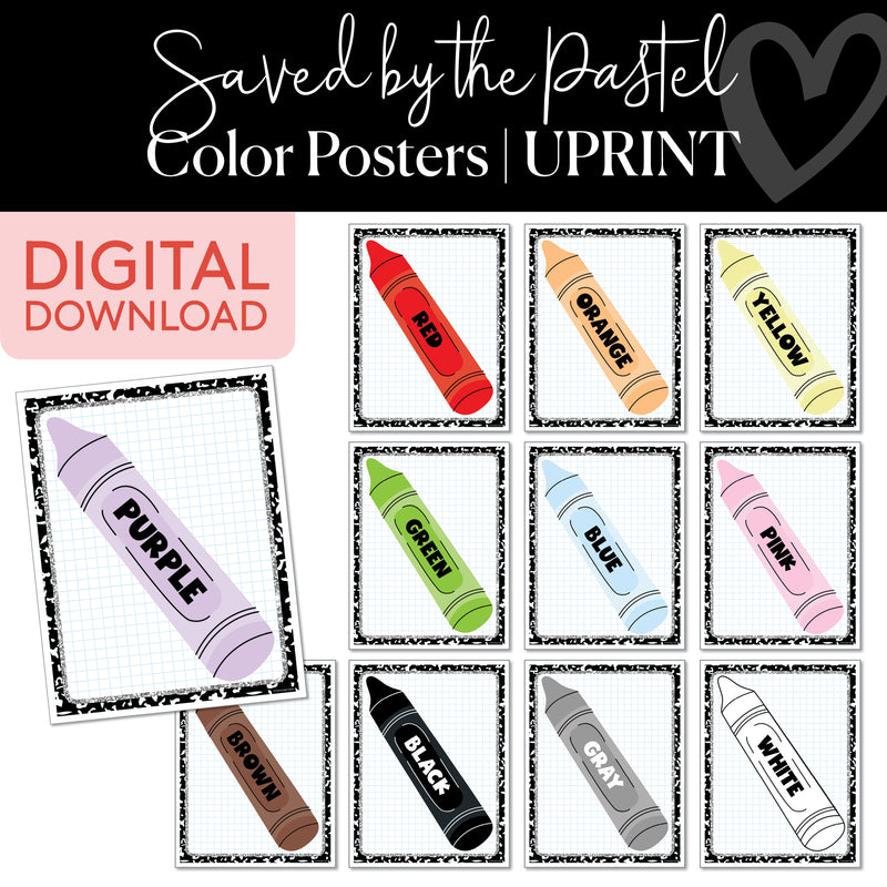 Color Posters | Saved By The Pastel | Printable Classroom Decor | Schoolgirl Style