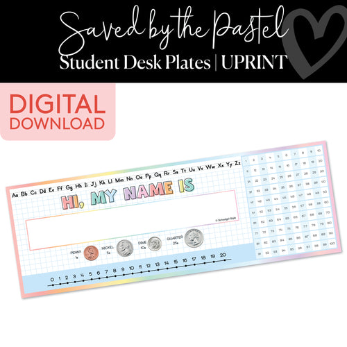 Saved By The Pastel UPRINT Student Desk Plates