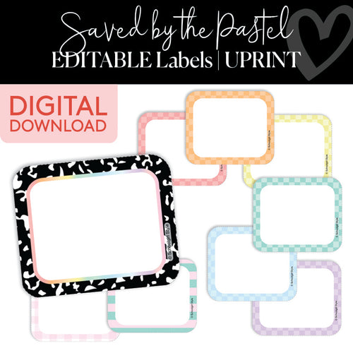 Saved By The Pastel Editable Labels UPRINT 