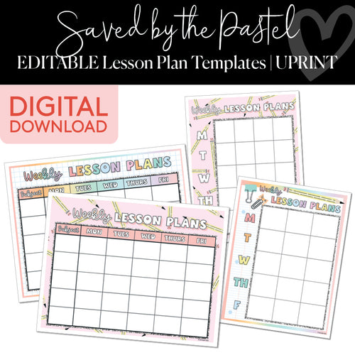 Saved By The Pastel Editable Lesson Plan Templates UPRINT 