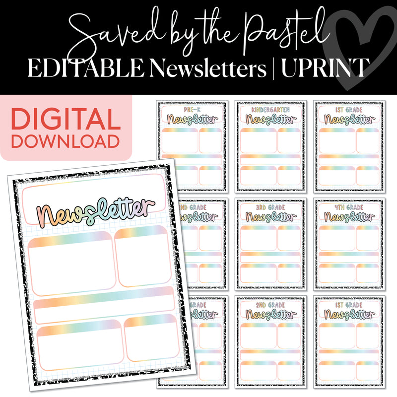 Saved By The Pastel Editable Newsletters UPRINT 