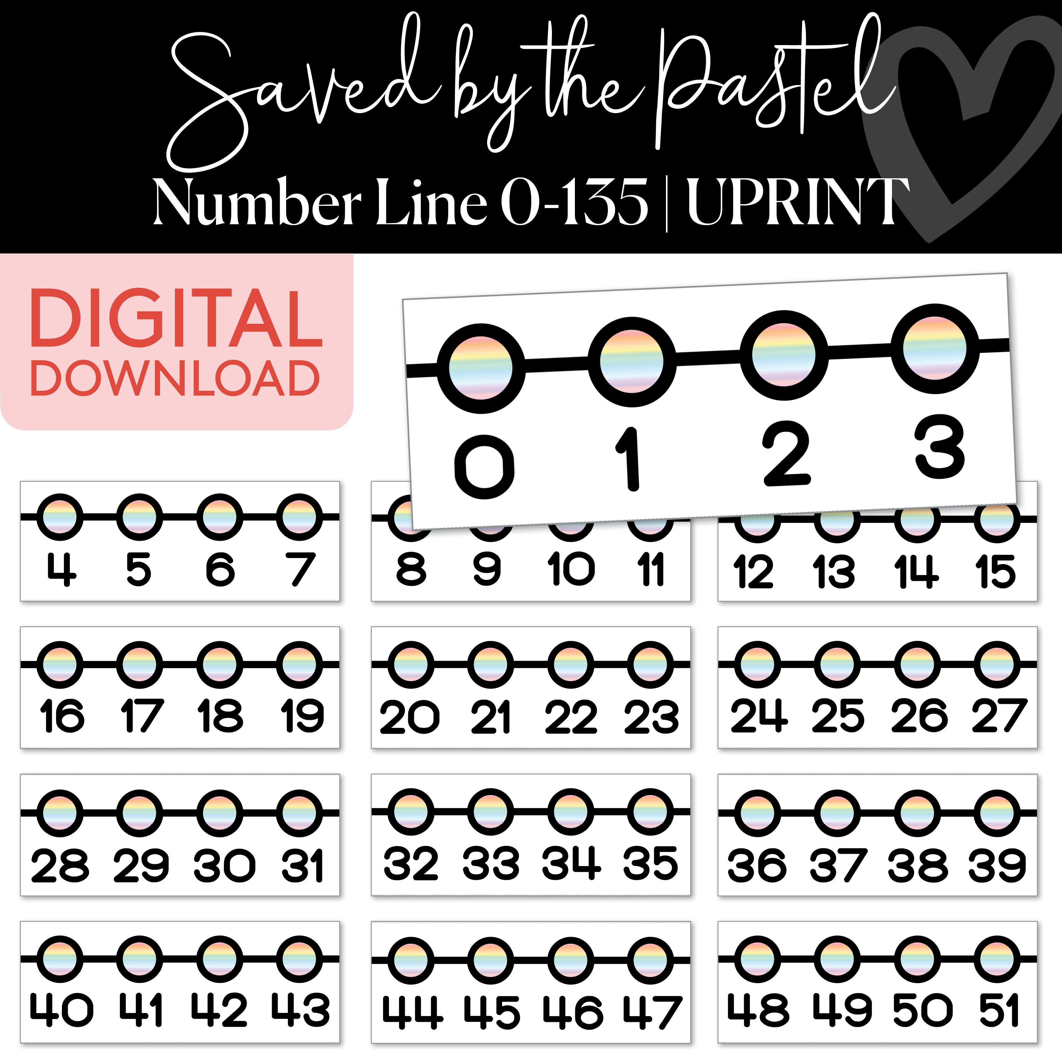 Printable Number Line | Saved By The Pastel – Schoolgirl Style