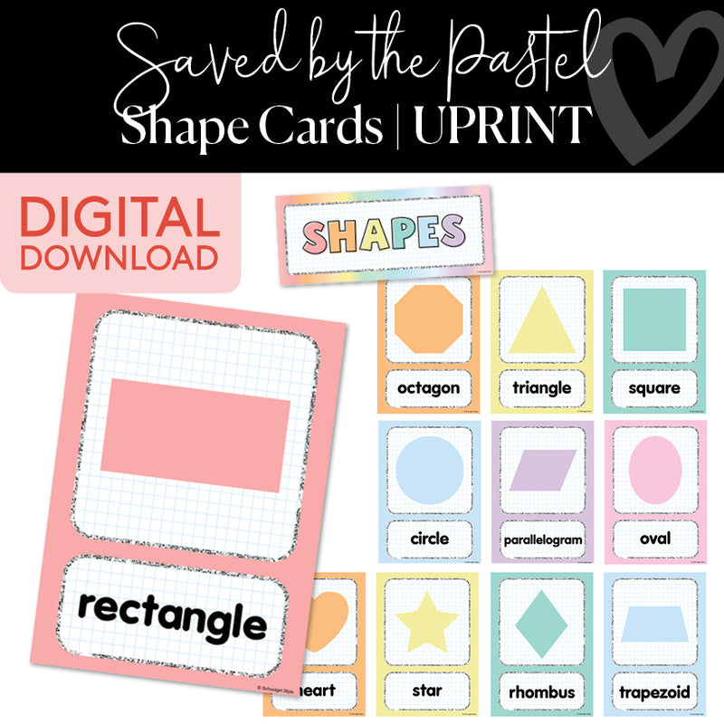 Shape Cards | Saved By The Pastel | Printable Classroom Decor | School ...