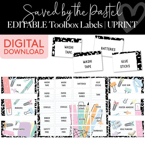 Saved By The Pastel Editable Toolbox Labels UPRINT 