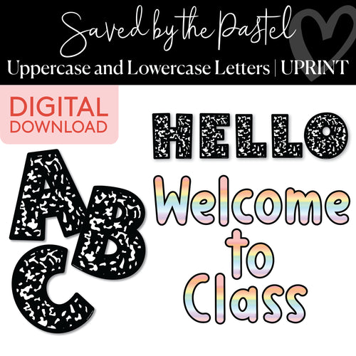 Saved By The Pastel Upper and Lowercase Letters UPRINT 