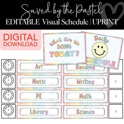 Saved By The Pastel Editable Visual Schedule UPRINT 