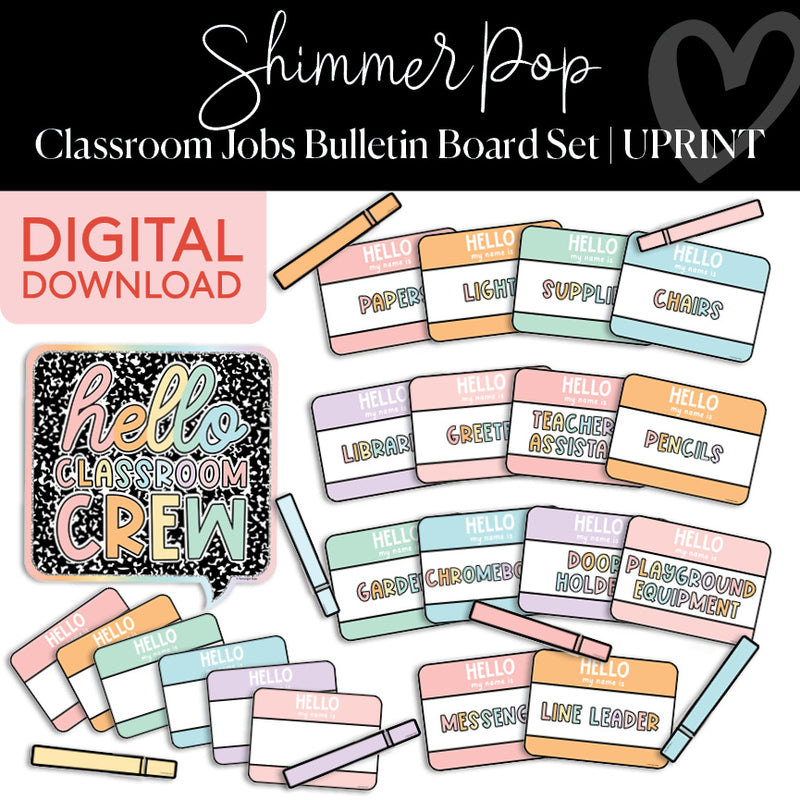 Classroom Jobs | Shimmer Pop | Printable Classroom Decor | Schoolgirl Style
