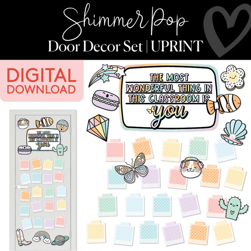Classroom Door Decorations | Shimmer Pop | Printable Classroom Decor | Schoolgirl Style