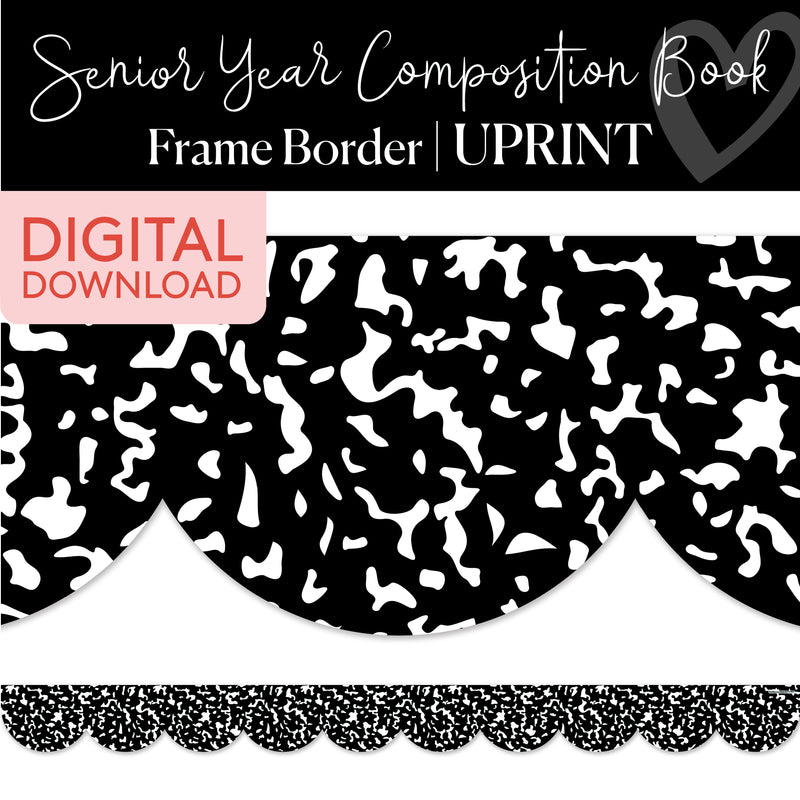 Senior Year Composition Book | Bulletin Board Borders | Printable Classroom Decor | Schoolgirl Style
