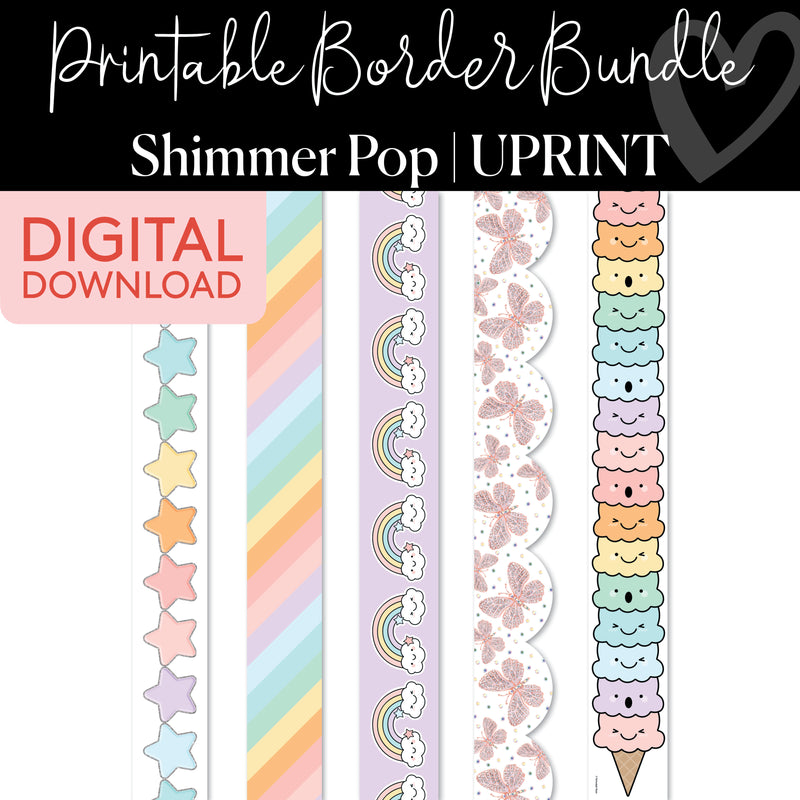 Border Bundle | Shimmer Pop | Printable Classroom Decor | Schoolgirl Style