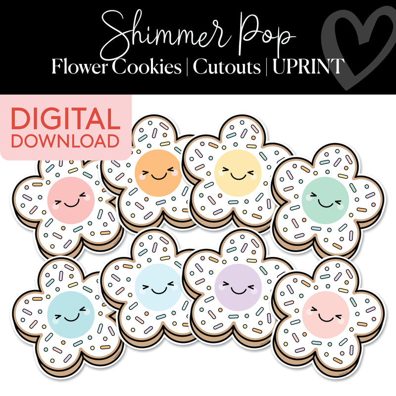 Cookie Flower | Classroom Cut Outs | Shimmer Pop | Printable Classroom Decor | Schoolgirl Style