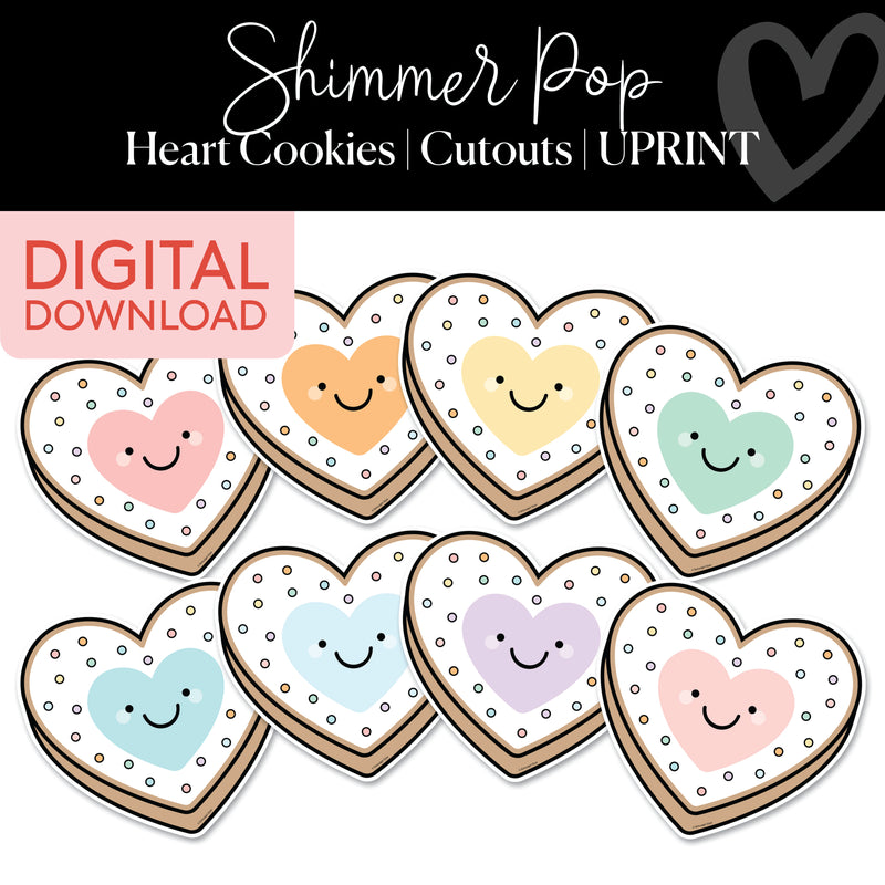 Cookie Heart | Classroom Cut Outs | Shimmer Pop | Printable Classroom Decor | Schoolgirl Style