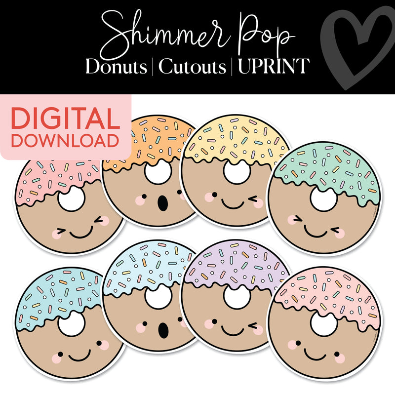 Donuts | Classroom Cut Outs | Shimmer Pop | Printable Classroom Decor | Schoolgirl Style