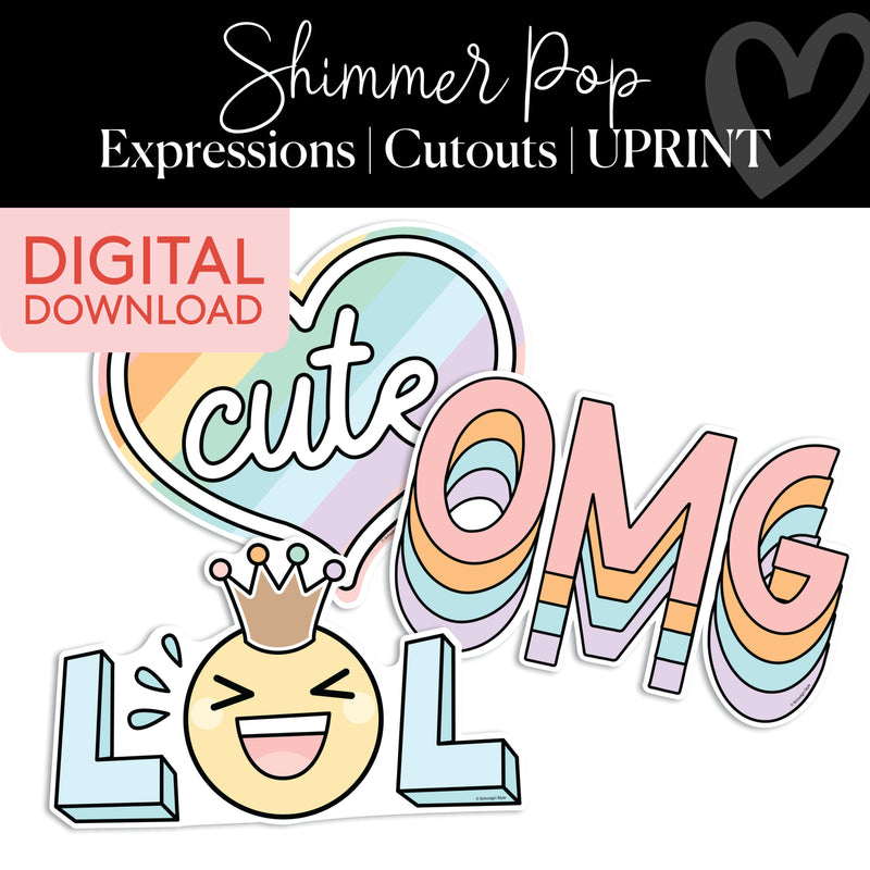 Expressions | Classroom Cut Outs | Shimmer Pop | Printable Classroom Decor | Schoolgirl Style