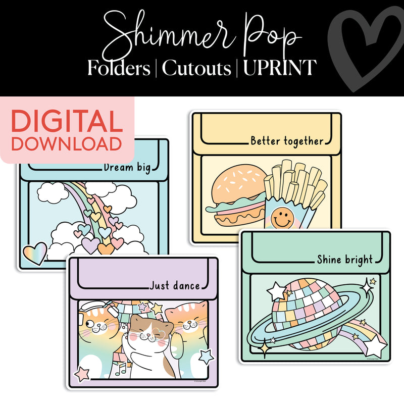 Folders | Classroom Cut Outs | Shimmer Pop | Printable Classroom Decor | Schoolgirl Style