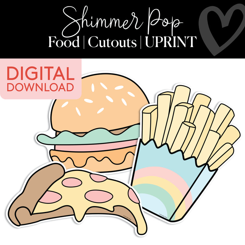 Food | Classroom Cut Outs | Shimmer Pop | Printable Classroom Decor | Schoolgirl Style