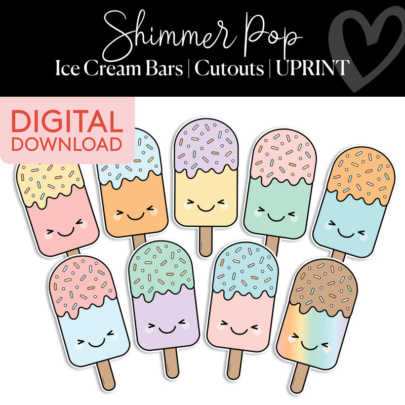 Ice Cream Bars | Classroom Cut Outs | Shimmer Pop | Printable Classroom Decor | Schoolgirl Style