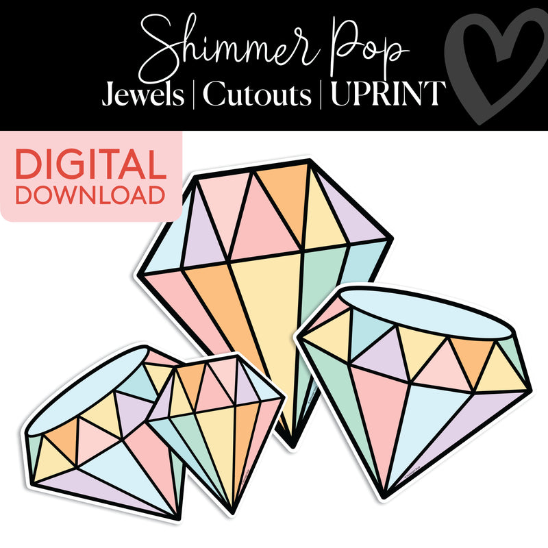 Jewels | Classroom Cut Outs | Shimmer Pop | Printable Classroom Decor | Schoolgirl Style