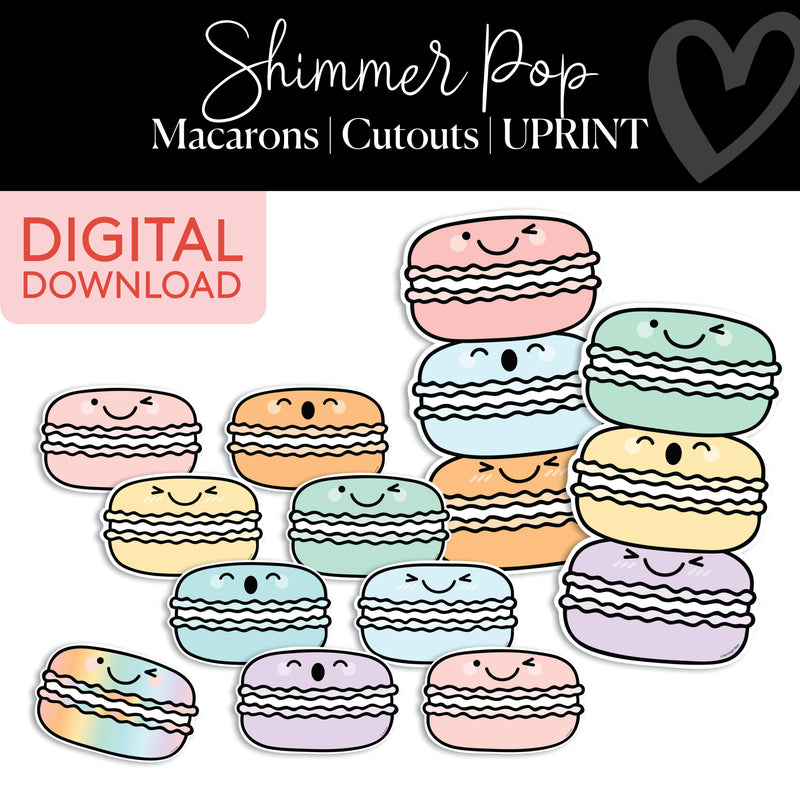 Macarons | Classroom Cut Outs | Shimmer Pop | Printable Classroom Decor | Schoolgirl Style