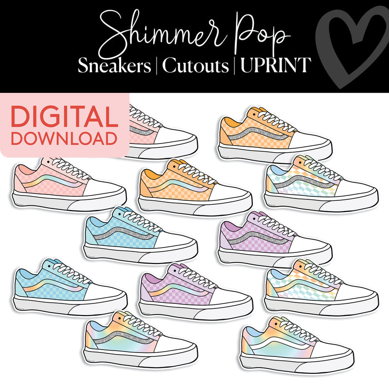 Sneakers | Classroom Cut Outs | Shimmer Pop | Printable Classroom Decor | Schoolgirl Style