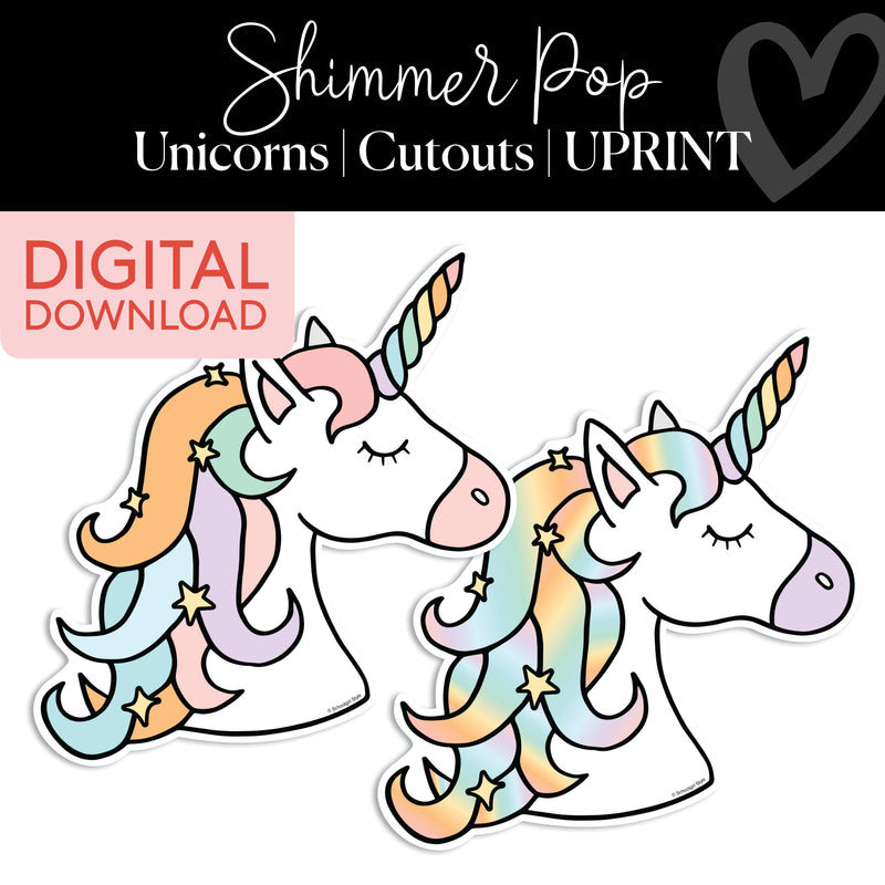 Unicorns | Classroom Cut Outs | Shimmer Pop | Printable Classroom Decor | Schoolgirl Style
